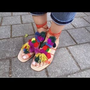Zara pom pom sandals